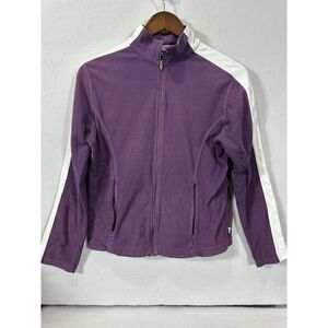 ll‎ bean Fleece jacket womens  S Purple/white Stripe Cozy Warm